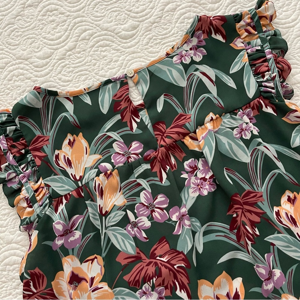 LOFT Top Floral Cap Sleeve Size Petite Medium - Picture 6 of 15
